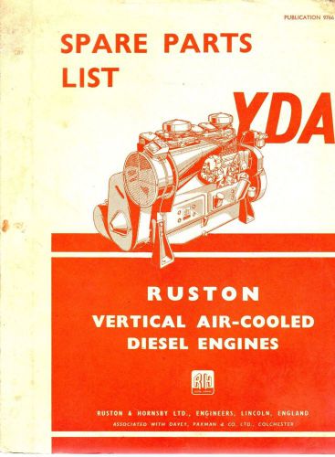 Ruston Hornsby YDA Vertical Air Cooled Diesel Engine Spare Parts List 6713E