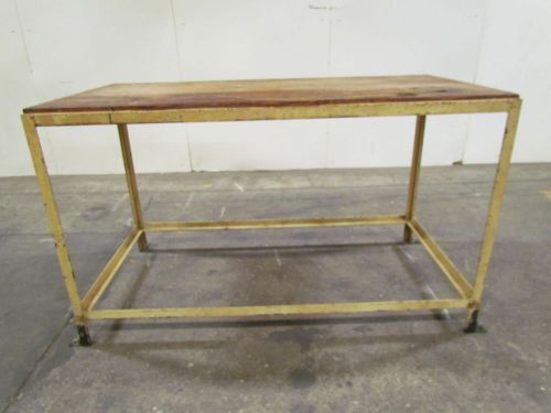 Vintage industrial butcher block workbench table welded steel frame 60x30x36&#034; for sale