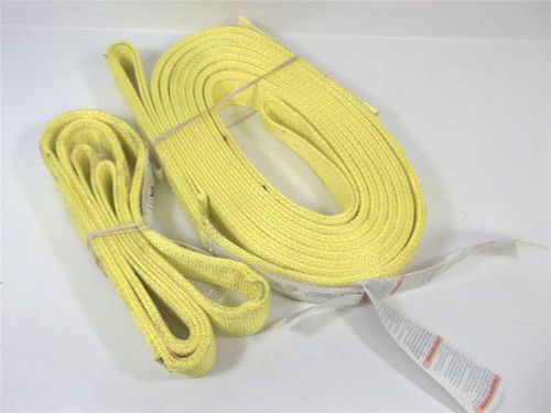 Yellow nylon choker hitch sling new 2 lot 6&#039; 20&#039; e-2-802 1908 strap 778 65750 for sale