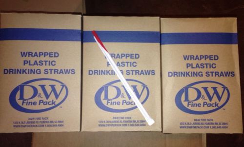 D&amp;W 7 3/4&#034; 1500ct. ALL RED Individually Wrapped Plastic Drinking Straws - 3 Box