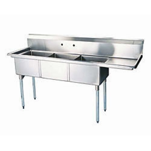PATRIOT 3 COMPARTMENT S/S SINK W/18&#039; DRAINBOARD ON RT.