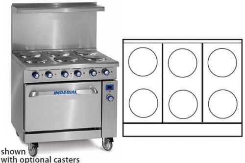 NEW IMPERIAL IR-6-E 36&#034; 6-BURNER ELECTRIC RANGE w/CASTERS OVEN STOVE 240/60/1