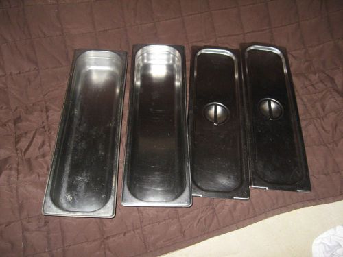 Steam table pans (2) 1/2 size long X 2 1/2&#034; deep NSF With LIDS