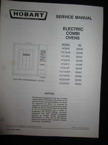 Hobart Electric Combination Ovens HC Models Service Repair Shop Manual DEALER ML