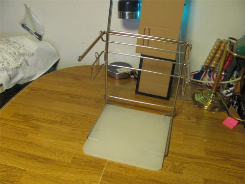 Commercial stainless steel bag holder -t- poly base- counter top-very good used for sale