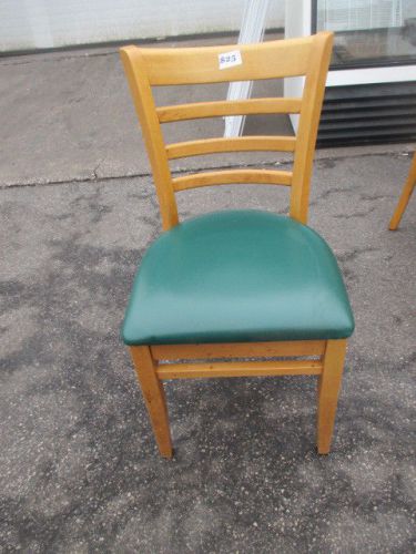 Wood Frame, Ladder Back with Green Padded Seat Restaurant Chair/Chairs