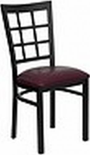 New metal designer restaurant chairs w burgundy vinyl seat **lot of 24 chairs** for sale