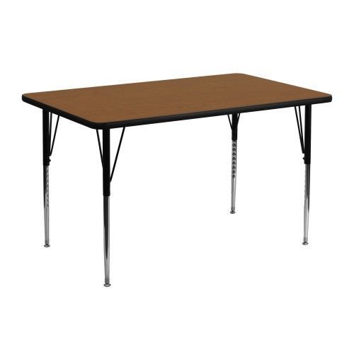 Flash Furniture XU-A2448-REC-OAK-H-A-GG 24&#034; x 48&#034; Rectangular Activity Table wit