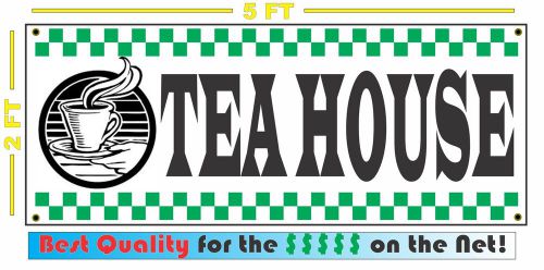 TEA HOUSE Banner Sign 4 Fresh Hot Whole Grind Coffee Cappuccino Machine