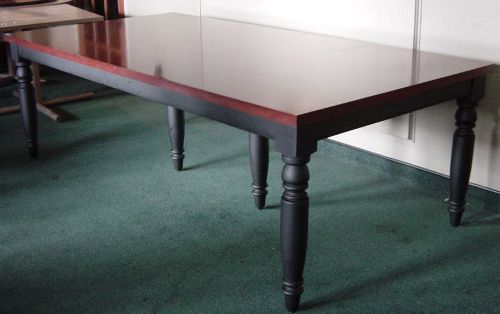 Nice! Large Boardroom Dining Library Table Cherry Veneer Six Turned Legs 4&#039; x 8&#039;