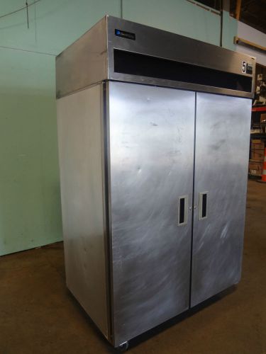 H.d. commercial grade &#034;delfield&#034; stainless steel upright refrigerator w/caster for sale