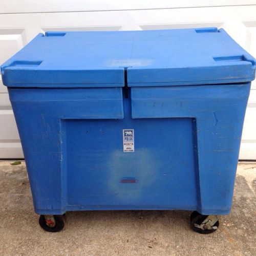 Insulated dry ice/food transport container/cooler w/ hinged lid casters 11 cu ft for sale