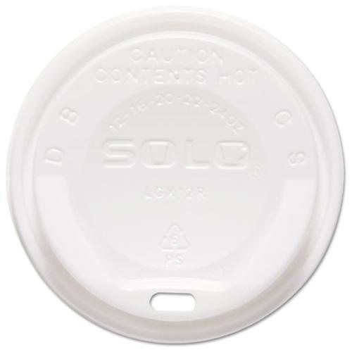SOLO® Cup Company Gourmet Hot Cup Lids, For Trophy Plus Cups, 12-16 oz, White, 1