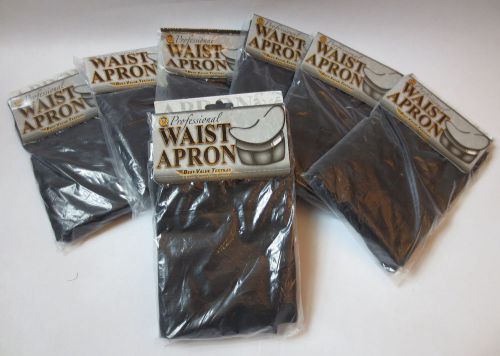 Set of 7 Professional 3 pocket Waist Apron  in Black (12&#034; x 24) #605WAFH - NWT