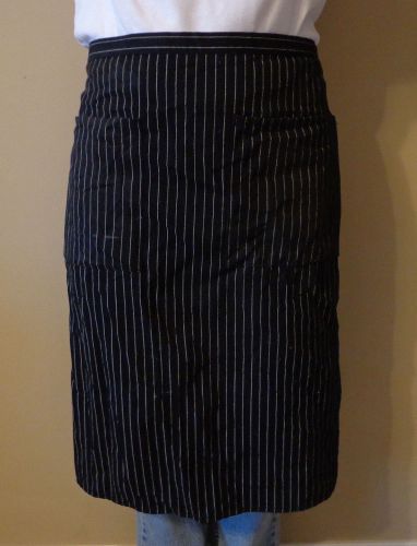 13 Black with White Pinstripe Chef Works Bistro Style Waist Aprons
