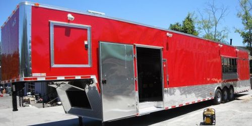 Concession Trailer 8.5&#039;x48&#039; Red - Gooseneck Food BBQ Smoker Catering