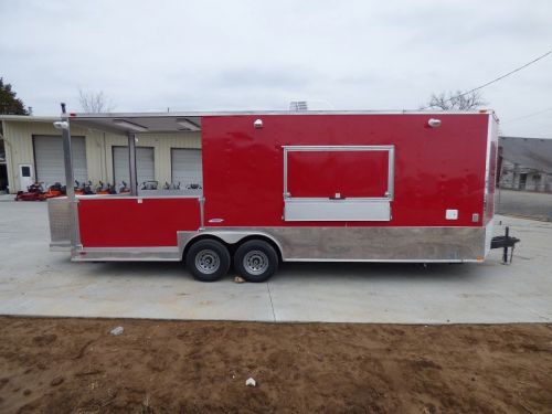 Concession Trailers 8.5&#039;x24&#039; Red - Food Catering Enclosed Kitchen