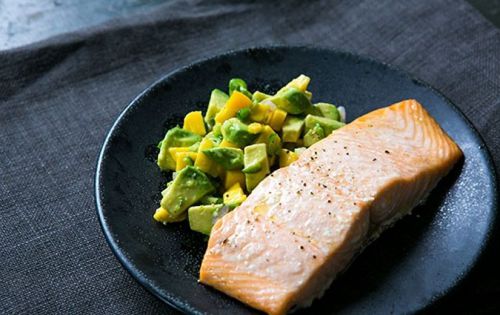 Baked Salmon with Avocado Mango Salsa Recipe