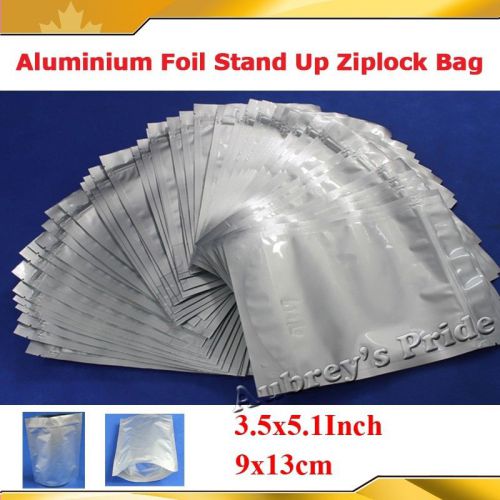 100pk 3.5x5.1&#034;(9x13cm) shield aluminium foil standing up ziplock wrap bag 071553 for sale