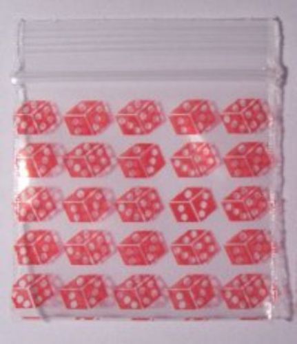 Printed Mini-ZipLock - Zip Lock Bags/Baggies -600 Bags-1 1/4&#034;w X 3/4&#034;h?? Red Dic