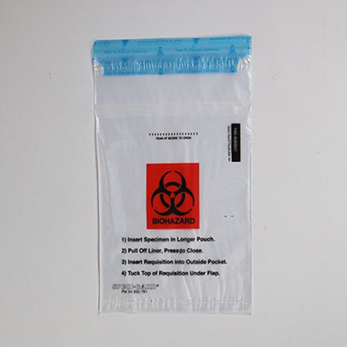 Health Care Logistics Biohazard Specimen Transport Bag - 100 Per Package