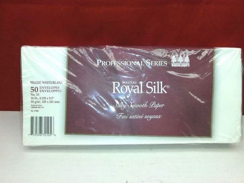 50 Wausau Silver Royal Silk 24 lb.No.10 Letter Envelopes Bright White