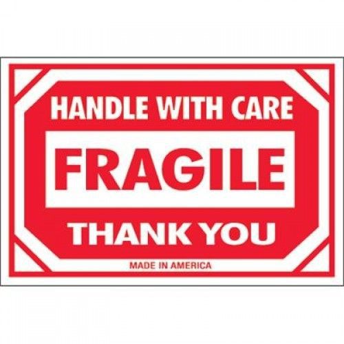 &#034;Fragile - Handle With Care&#034; 3&#034; x 5&#034; Shipping Labels (500 / rl)