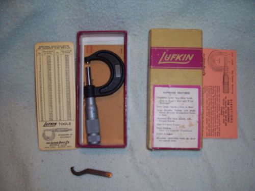 Vintage Lufkin 1911v Chrome Clad Micrometer With Wrench and Box , One Inch