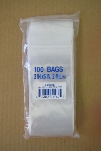 Lot of 100 3x6 3&#034; x 6&#034; 2 Mil Clear Plastic Zip Zipper Locking Ziplock Bags