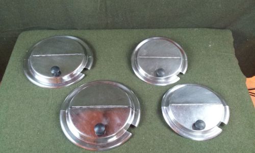 Lot of 4 Round Stainless Covers Hinged and Slotted