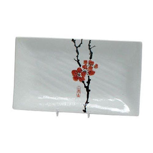 13&#034; x 7.75&#034; Rectangular Plate Plum Blossoms Made In Japan