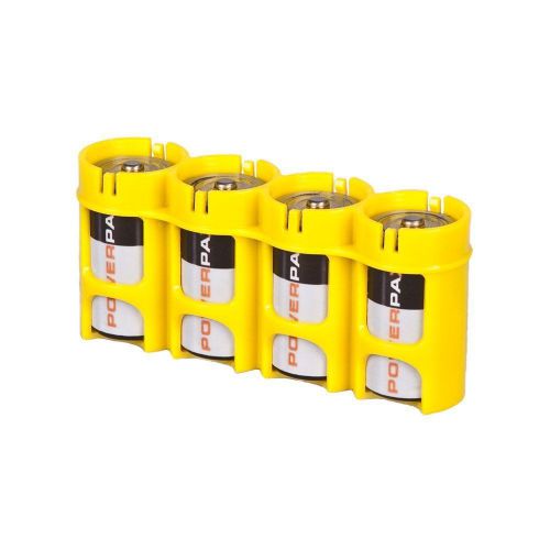 NEW Storacell Powerpax C Battery Caddy, Yellow, 4-Pack