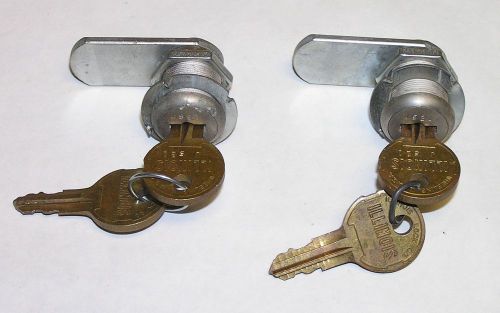 Pair of Vintage Illinois Cylinder Cam Locks Double Sided Keyed Alike - 1960&#039;s