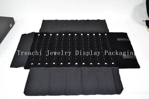 Jewelry Organizer Travel Storage Roll Black Velvet Pendant Earrings TC-17141202