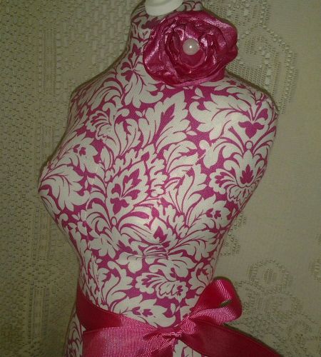Decorative 34 inch dress form stand Pink Damask jewelry display craft market