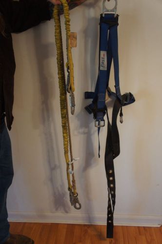Used first safety harness by protecta with safety strap and rope model ab17550 for sale