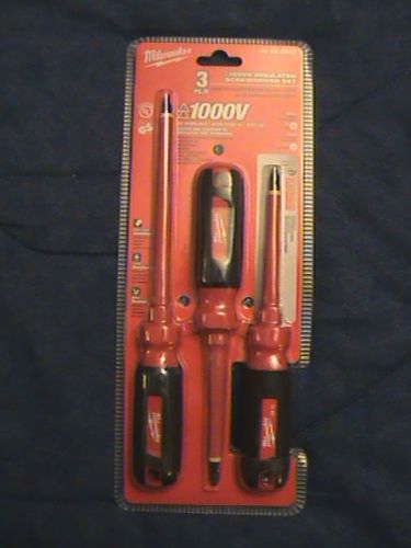 NEW MILWAUKEE 48-22-2202 1000 V INSULATED SCREWDRIVER SET WITH FREE SHIP IN USA!