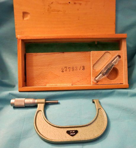 3&#034; - 4&#034; Outside Micrometer with Storage Box and Setting Gauge Block