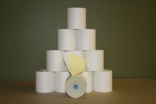 (25 ROLLS)  3&#034; x 95&#039; 2-PLY CARBONLESS PoS RECEIPT PAPER -  NEW * FREE SHIPPING *
