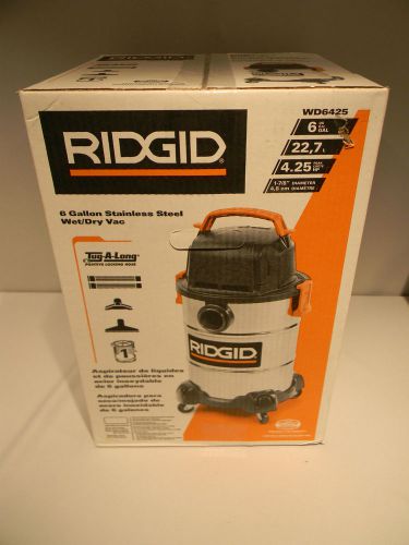 Ridgid Vacuum Stainless Steel 6 Gal Wet Dry Shop Vac 4.25 hp - WD6425 New.!!!