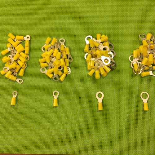WIRE CONNECTOR RING TERMINAL 100 PIECE ASSORTED YELLOW 12G - 10G