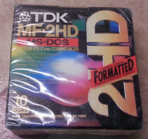 TDK 3.5 inch 1.44MB Pre-Fmt Black Diskettes 10-Pack (MF-2HD) FREE SHIPPING! 24