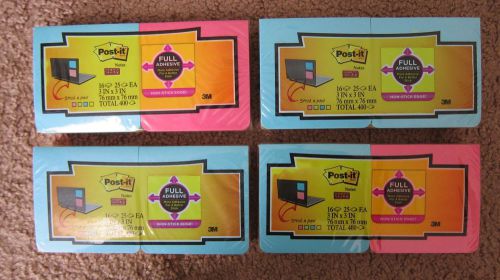 4 Packs of 3M Super Sticky Post-It Notes 3&#034;x3&#034;