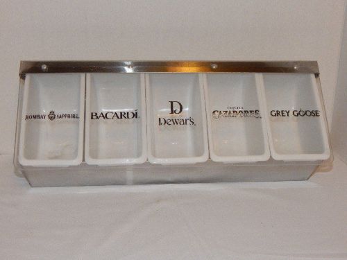 Bar Garnish Tray 5 Compartment 2012 Bacardi Bombay Dewar&#039;s Cazadores Grey Goose