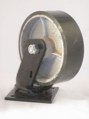 6&#034; x 2&#034; 900lb heavy duty swivel plate cast iron caster polyurethane wheel snapon for sale