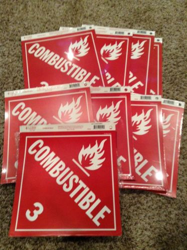 lot of 54 combustible 3 Placard signs for transportation, new in sealed packages