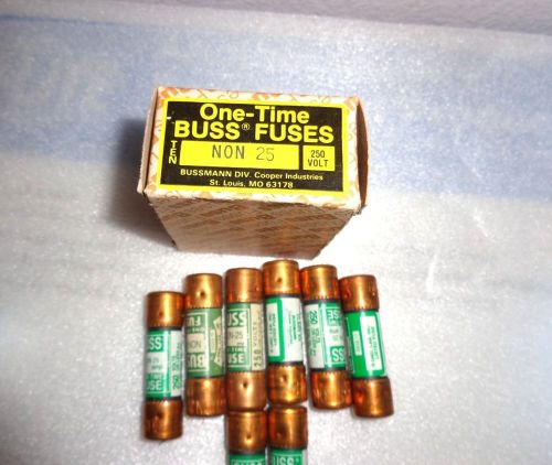 8 Buss Fuses NON 25  Bussman NEW NON-25 One Time Class K5 25 Amps 250 Volts USA