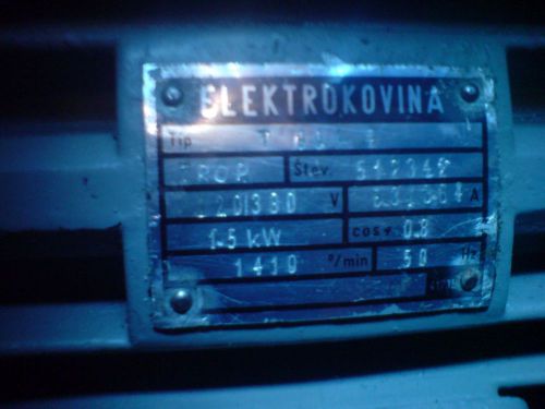 Three-phase motor ELEKTROKOVINA 220/380V 1.5 kW 1410 o/min  50 Hz