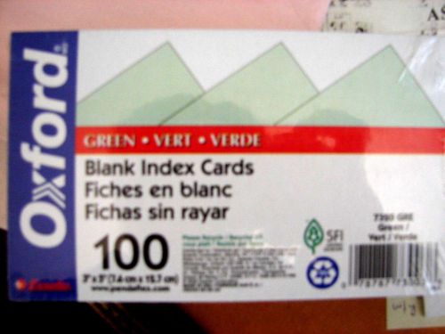 300 Oxford GREEN Blank Index Cards 3x5&#034; Buy2get1+Shipping FREE Sealed New Sale