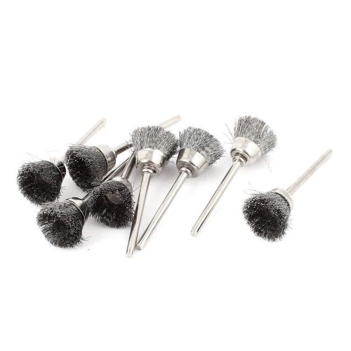 8pcs 3mm Shank 15mm Cup Dia Stainless Steel Wire Polishing Brush for Rotary Tool